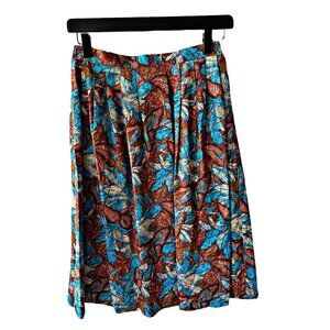 Vintage Pykettes Pleated Novelty Leaf Print Midi Skirt 10